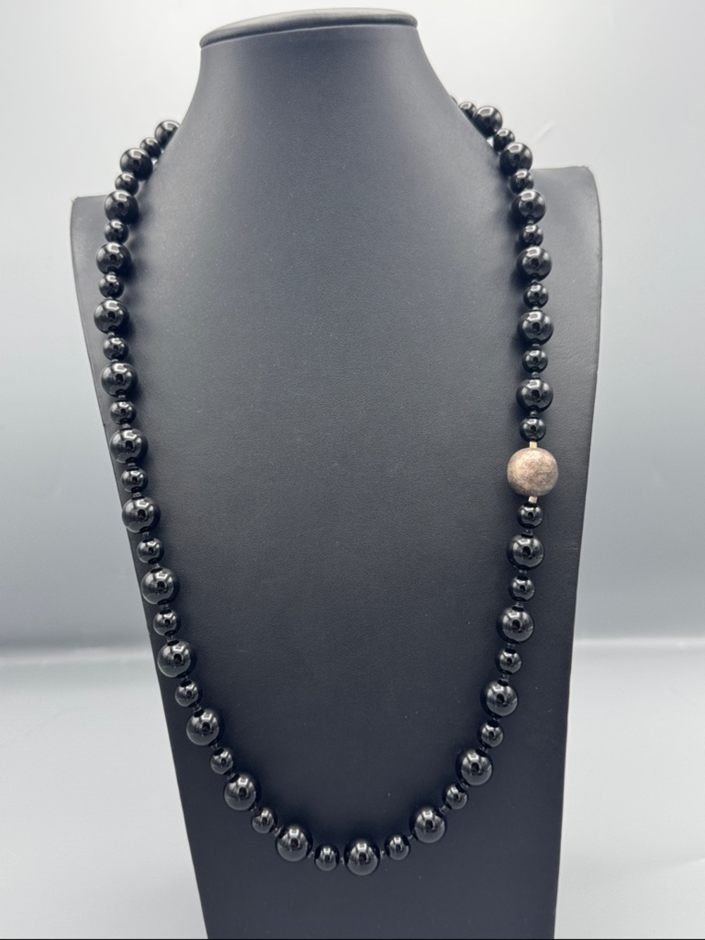 Stone Beaded necklace with sterling ball